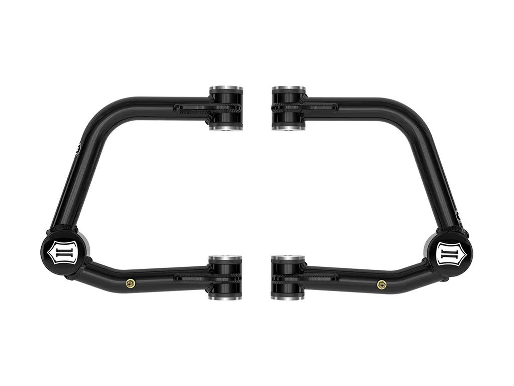 58452DJ – ICON Control Arm, Tubular Non Adjustable Black Steel Greaseable Set Of 2
